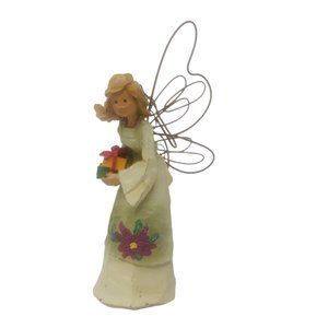 Christmas Holiday Primitive Farmhouse/Country Decor Angel - Pointsettias Gifts
